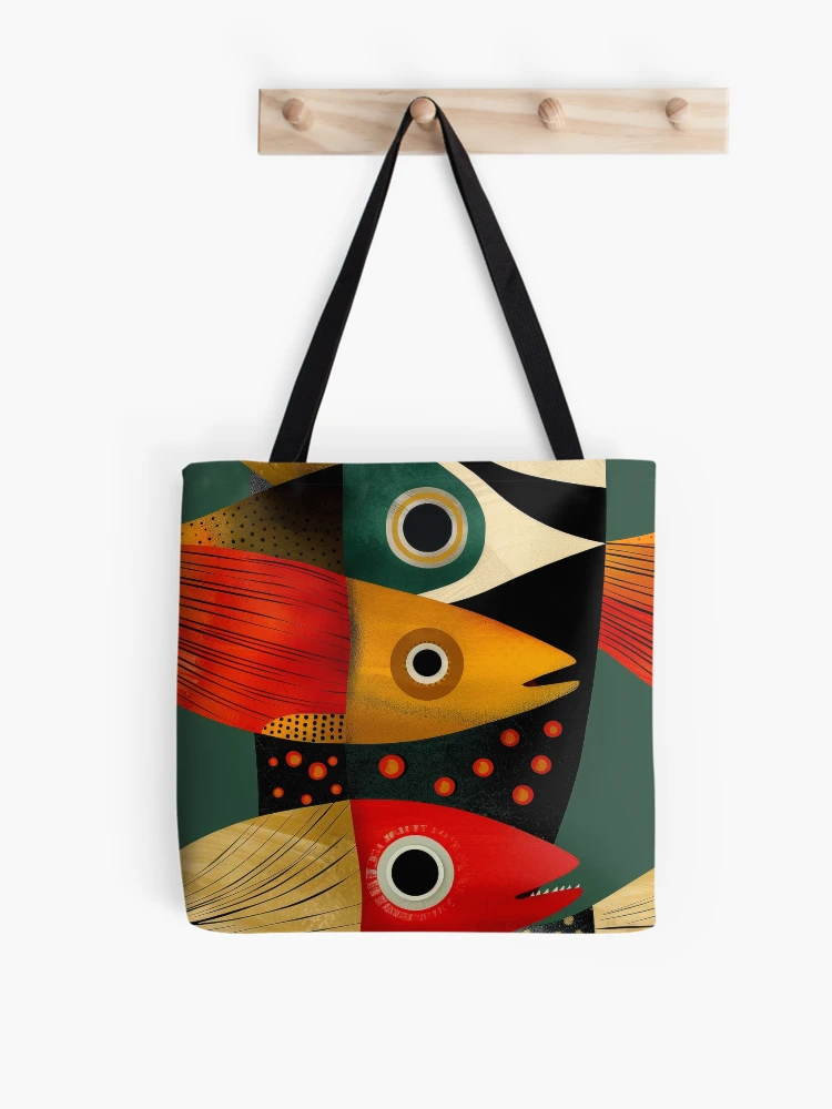 Thumbnail 1 of 2, Tote Bag, Abstract Fish Pattern designed and sold by Andy Gambino Art.