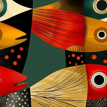 Artwork thumbnail, Abstract Fish Pattern by Andy Gambino Art