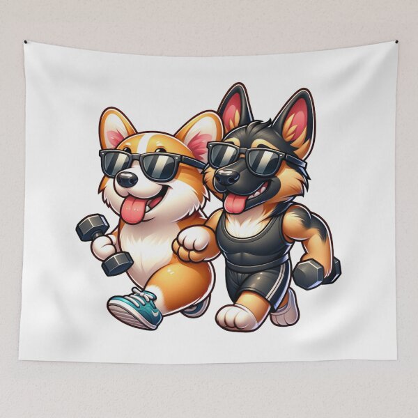 Item preview, Cool Sunglasses Corgi and German Shepherd Gym Workout designed and sold by MeroroGraphics.