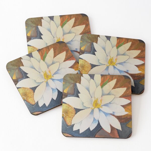 Item preview, Single white waterlily watercolour painting  designed and sold by esvb.