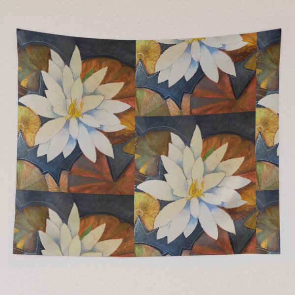 Item preview, Single white waterlily watercolour painting  designed and sold by esvb.