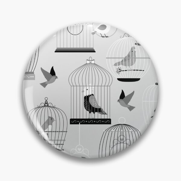 Item preview, monotone grey aviary birdcage birds  designed and sold by Gossip Rag.