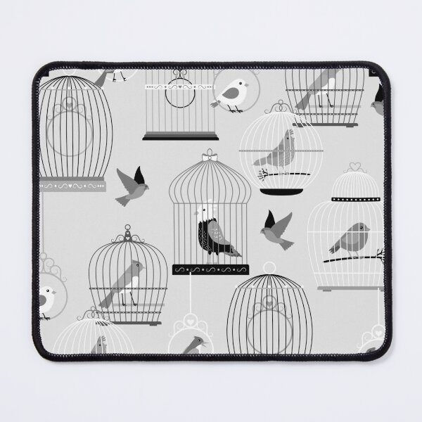 Item preview, monotone grey aviary birdcage birds  designed and sold by Gossip Rag.
