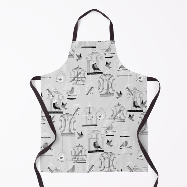 Item preview, monotone grey aviary birdcage birds designed and sold by Gossip Rag.