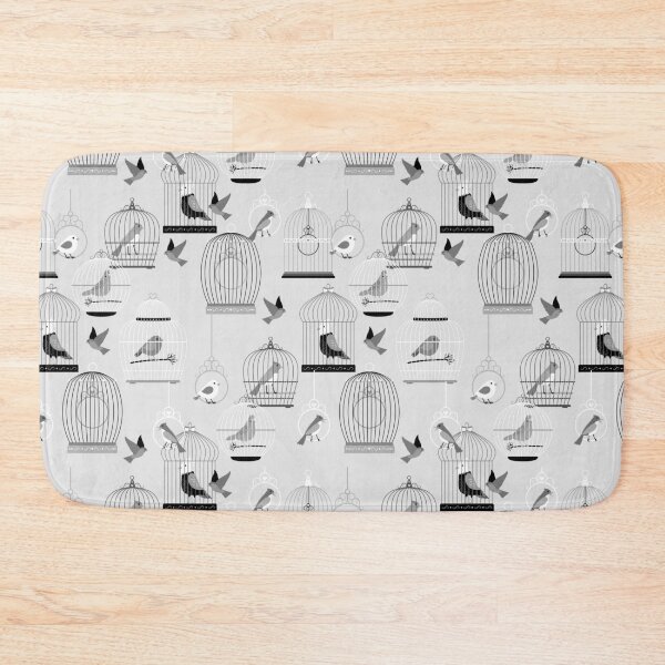 Item preview, monotone grey aviary birdcage birds  designed and sold by Gossip Rag.