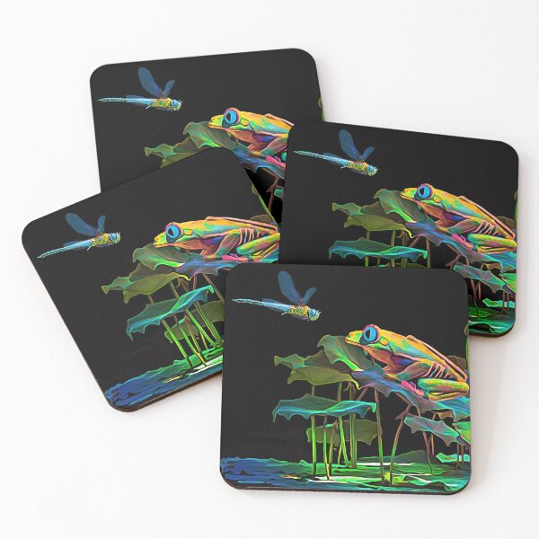 Item preview, Frog and dragonfly in lilly pond designed and sold by bdesignsnz.
