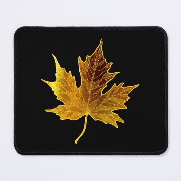 Item preview, Golden Maple Leaf on Black Background, Repeat Autumn Leaf Pattern designed and sold by LaRoach Digital Arts.