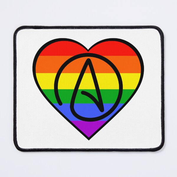 Item preview, Atheist symbol rainbow heart design designed and sold by Rachel the Artist .