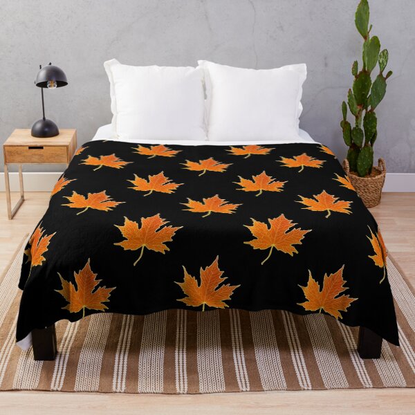 Item preview, Autumn Orange Maple Leaf on Black, Repeat Autumn Leaf Pattern designed and sold by LaRoach Digital Arts.