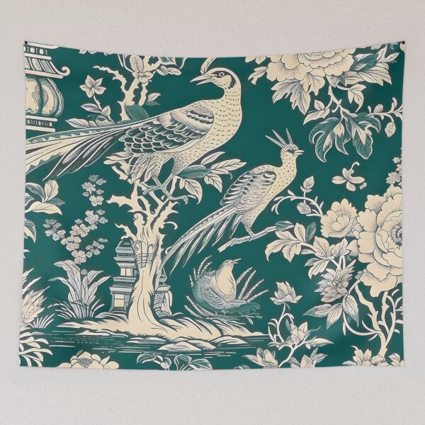 Item preview, Hunter Green Pheasant Chinoiserie Dream designed and sold by TheChinoiserie.