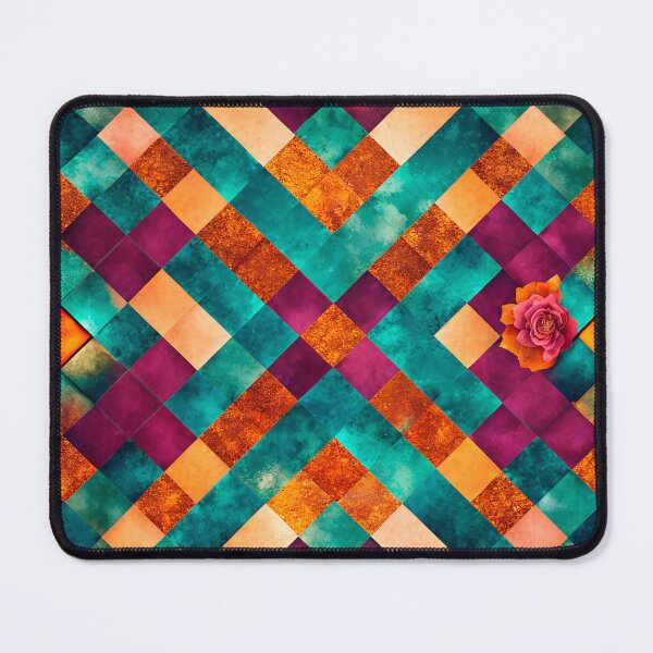 Item preview, PATTERN 019- CHECKS IN DIAMONDS WITH ROSEGOLD DETAILS - Gift items and personal use / Diamonds, Pink, Rosegold, Blue, Pattern, Yellow, Abstract, Sprinkle Art designed and sold by LumDesignArt.