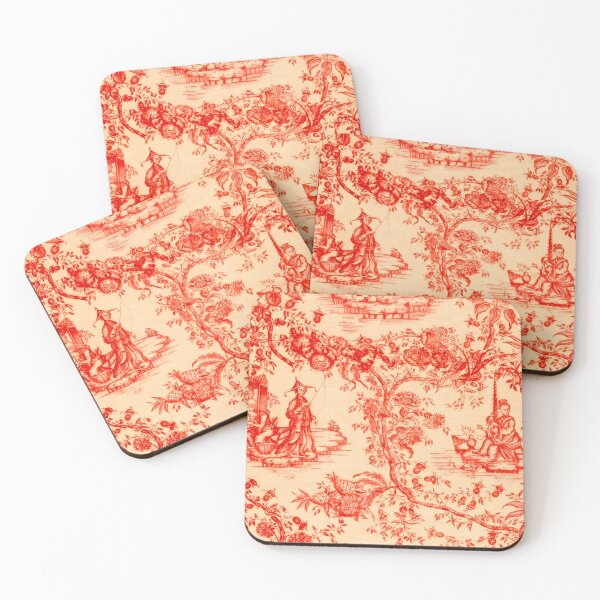 Item preview, Golden Red Chinoiserie Toile designed and sold by TheChinoiserie.