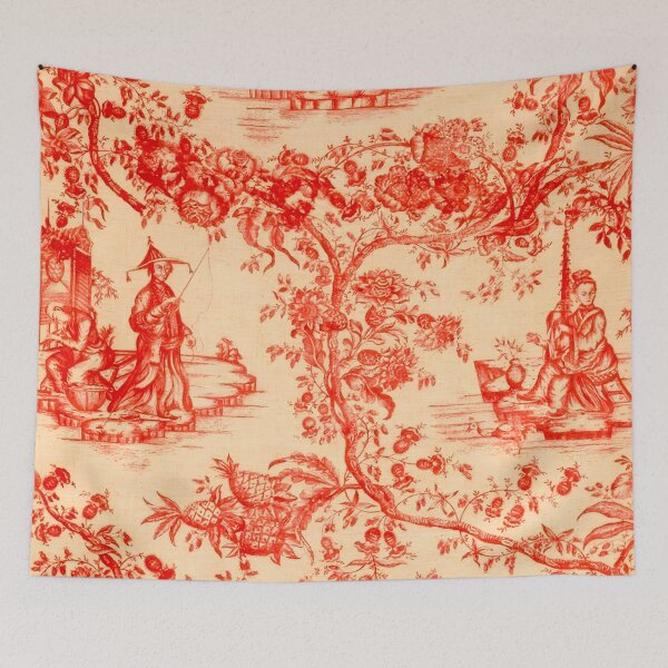 Item preview, Golden Red Chinoiserie Toile designed and sold by TheChinoiserie.