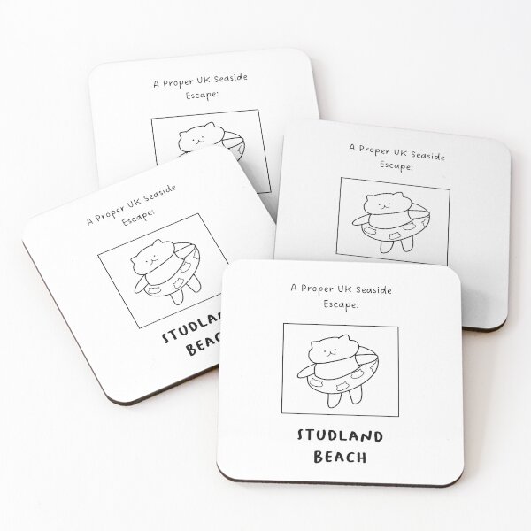 Item preview, Studland Beach | A Proper UK Seaside Escape | Illustration of a Cute Cat Wearing a Float Ring designed and sold by RM-Journey.