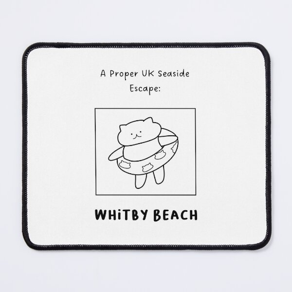 Item preview, Whitby Beach | A Proper UK Seaside Escape | Illustration of a Cute Cat Wearing a Float Ring designed and sold by RM-Journey.