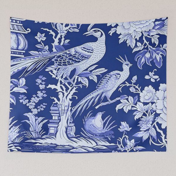 Item preview, Cobalt Pheasant Chinoiserie Dream designed and sold by TheChinoiserie.