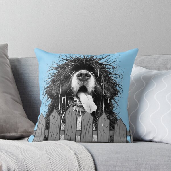 Item preview, Drooly Newfoundland behind fence  designed and sold by Christine Mullis.
