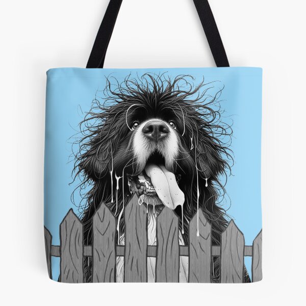 Item preview, Drooly Newfoundland behind fence  designed and sold by Christine Mullis.