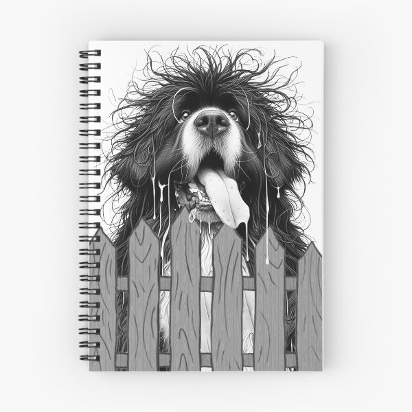 Item preview, Drooly Newfoundland behind fence  designed and sold by Christine Mullis.