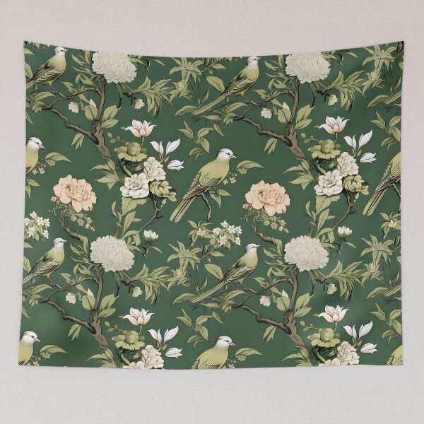 Item preview, Floral Moss Chinoiserie Chintz designed and sold by TheChinoiserie.