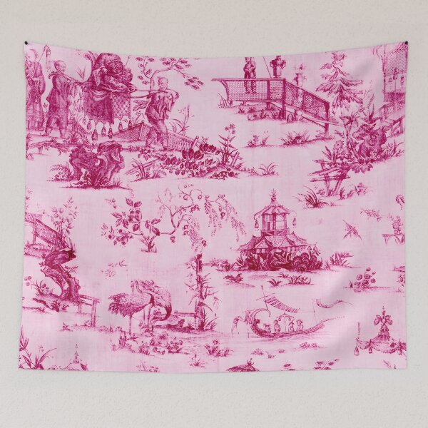 Item preview, Fuschia Pastoral Chinoiserie Toile designed and sold by TheChinoiserie.