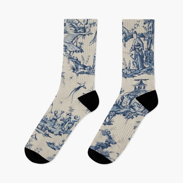 Item preview, Navy Pastoral Chinoiserie Toile designed and sold by TheChinoiserie.