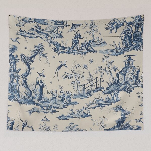 Item preview, Navy Pastoral Chinoiserie Toile designed and sold by TheChinoiserie.