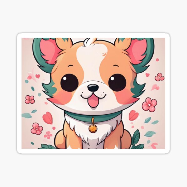 Item preview, “Charming Corgi with Blossoms - Cute Anime-Inspired Artwork” designed and sold by EidansEmpire.