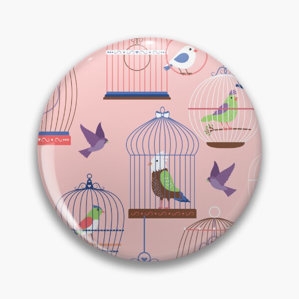 Item preview, pastel pink aviary birdcage birds designed and sold by Gossip Rag.