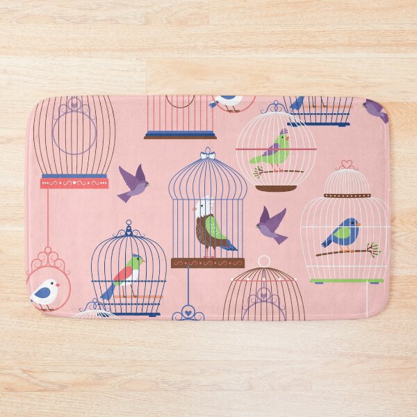 Item preview, pastel pink aviary birdcage birds designed and sold by Gossip Rag.