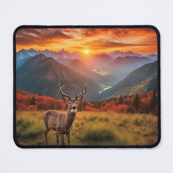 Item preview, Deer in the Mountains at sunset designed and sold by NicMacTees.