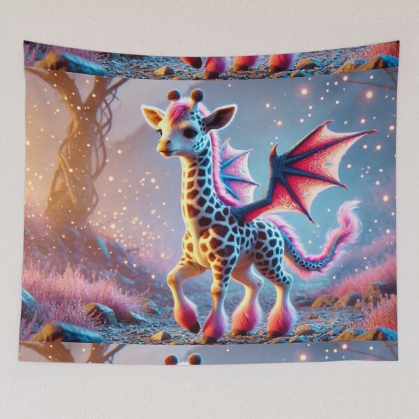 Item preview, Adorable Fantasy Hybrid Baby Giraffe-Dragon in Mystical Land designed and sold by FantasyHybrids.