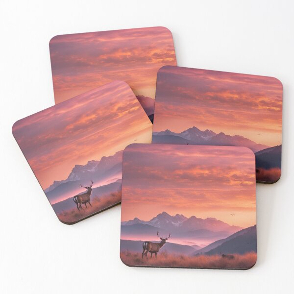 Item preview, Deer at mountain sunset designed and sold by NicMacTees.