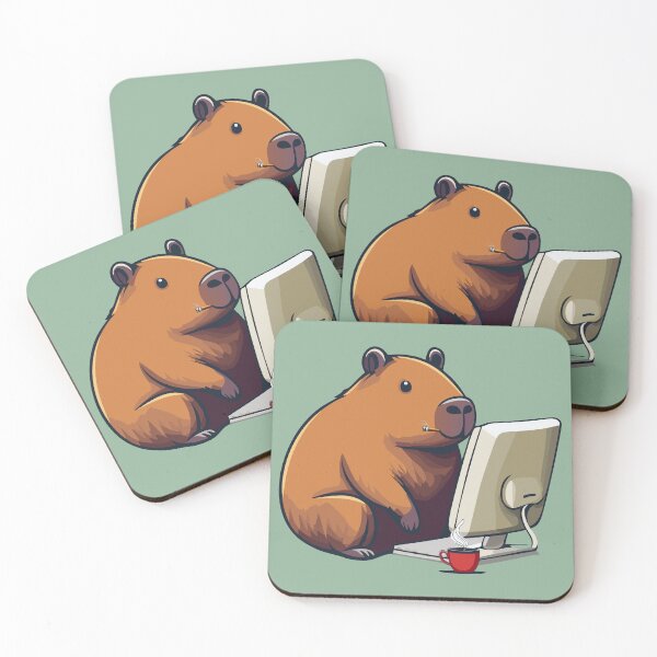 Item preview, Capybara Programmer Developer Cartoon Style designed and sold by Horizon Cartoon.