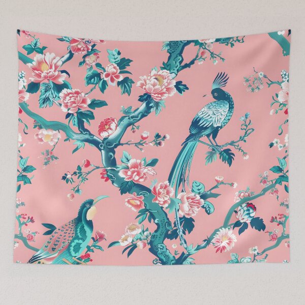 Item preview, Peach Azure Blooming Chinoiserie designed and sold by TheChinoiserie.