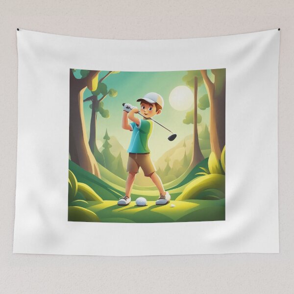 Item preview, Cute boy Playing Golf Cartoon Vector Icon Illustration designed and sold by hjian8219.