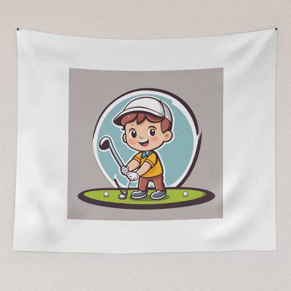 Item preview, Cute boy Playing Golf Cartoon Vector Icon Illustration designed and sold by hjian8219.