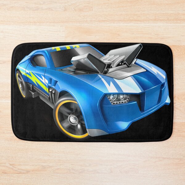 Item preview, Blue road racing car with butterfly wing hood scoop. designed and sold by claireseyeview.