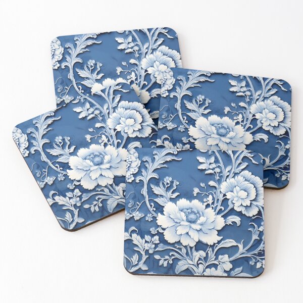 Item preview, Navy and Ivory Relief Chinoiserie Florals designed and sold by TheChinoiserie.