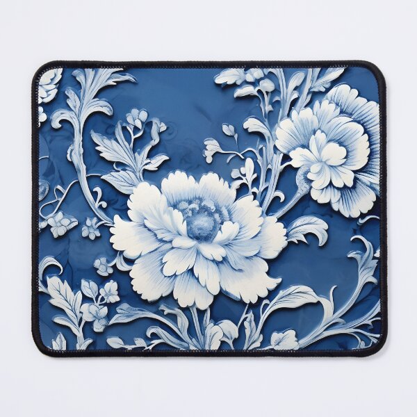 Item preview, Navy and Ivory Relief Chinoiserie Florals designed and sold by TheChinoiserie.