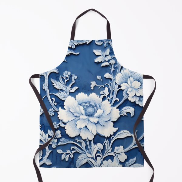 Item preview, Navy and Ivory Relief Chinoiserie Florals designed and sold by TheChinoiserie.