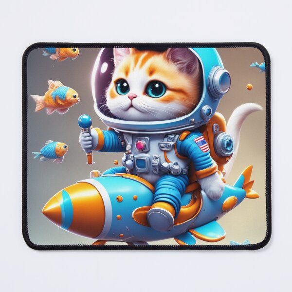 Item preview, Cute Cat Astronaut Riding Fish Rocket Cartoon Vector Icon Illustration designed and sold by hjian8219.