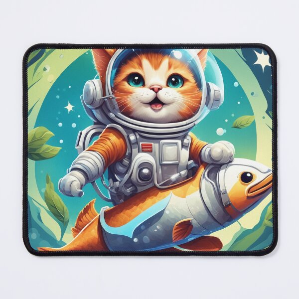 Item preview, Cute Cat Astronaut Riding Fish Rocket Cartoon Vector Icon Illustration designed and sold by hjian8219.