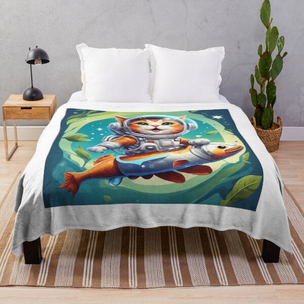 Item preview, Cute Cat Astronaut Riding Fish Rocket Cartoon Vector Icon Illustration designed and sold by hjian8219.