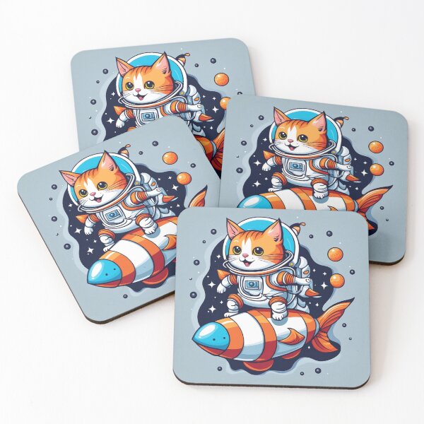 Item preview, Cute Cat Astronaut Riding Fish Rocket Cartoon Vector Icon Illustration designed and sold by hjian8219.