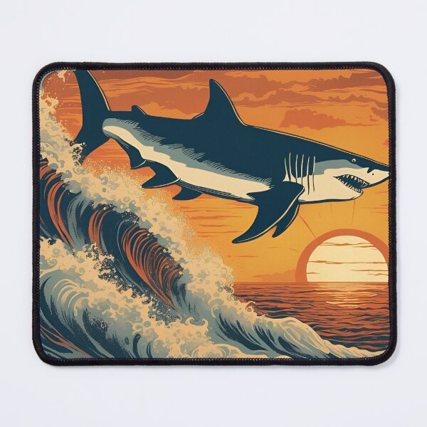 Item preview, Retro shark riding a wave designed and sold by NicMacTees.