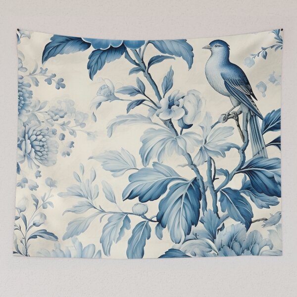 Item preview, Blue Branches and Bird Chinoiserie Tableau designed and sold by TheChinoiserie.