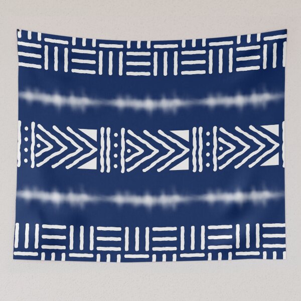 Item preview, Dark Blue African Bogolan Mud Cloth Inspired Design designed and sold by funkyvibes.