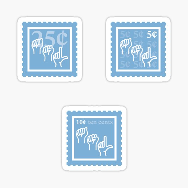 Item preview, ASL | Light Blue & White Stamps | College American Sign Language Major | Deaf Communication Graduate School Class | Interpreter Job | University Degree Minor | StampHeed 001 designed and sold by StampHeed.