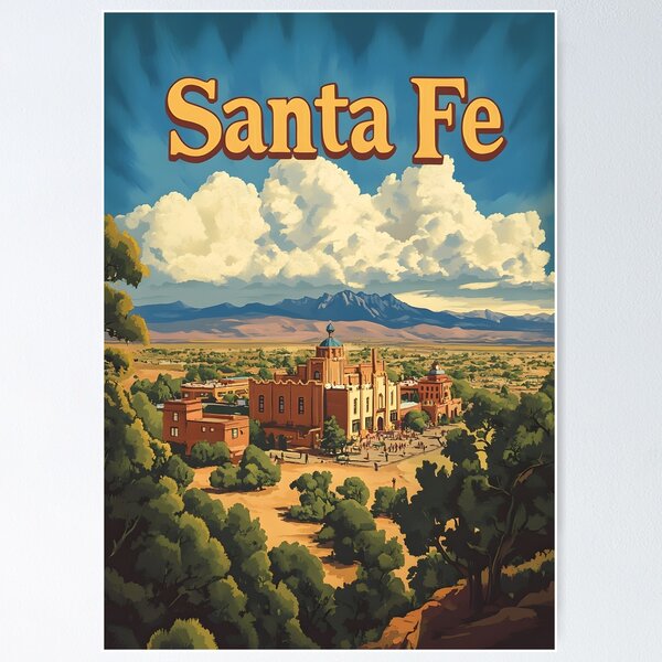 Item preview, Santa Fe New Mexico Vintage Travel Poster designed and sold by Boddicca.